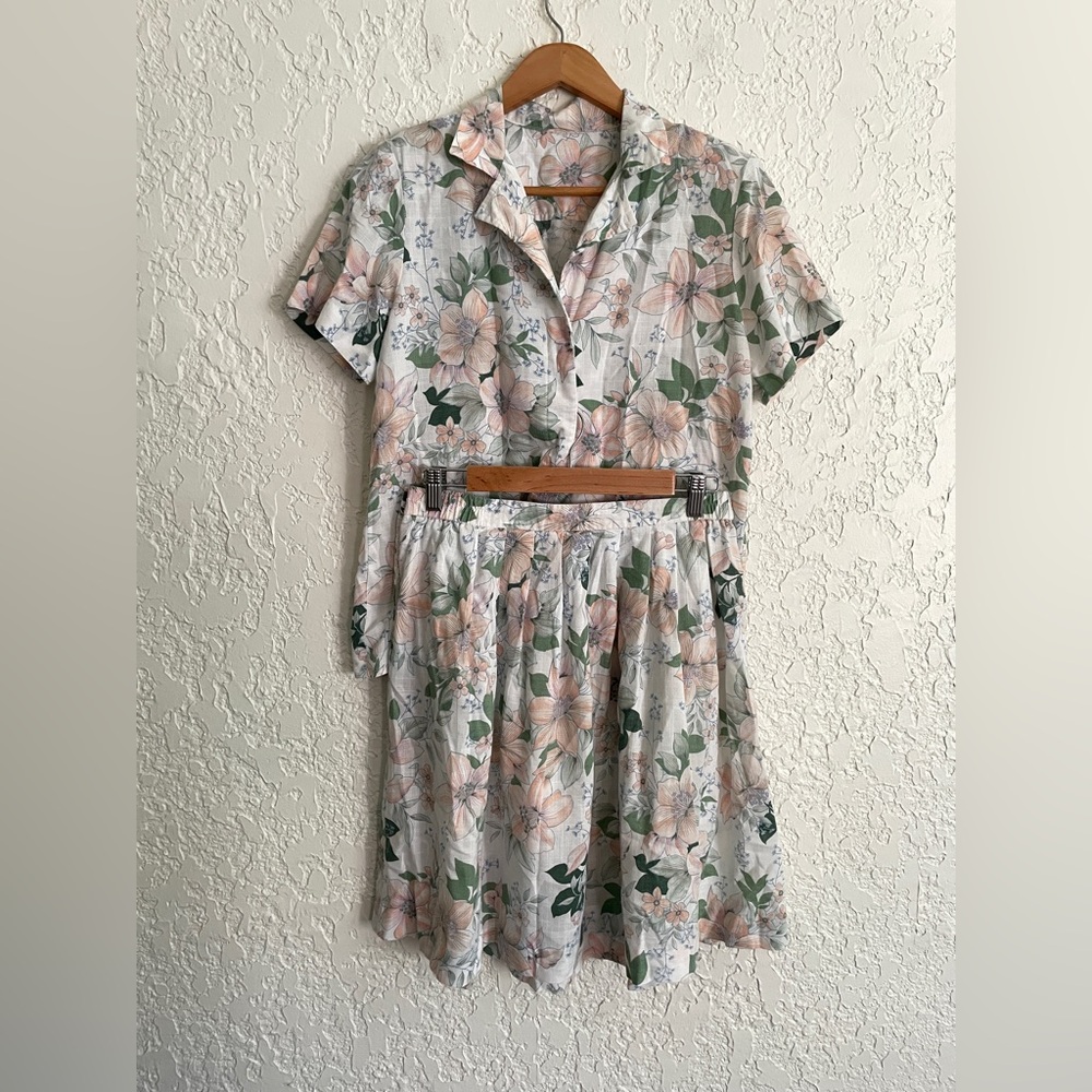 Vintage Floral Two Piece Romantic Cottagecore Cotton Set